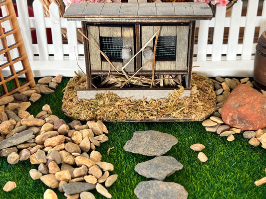 This adorable rabbit hutch is made of wood with functional doors and a real wire screen; make your dollhouse farmhouse or any backyard look as realistic as possible with this well-made rabbit hutch. __etsy:5986833693