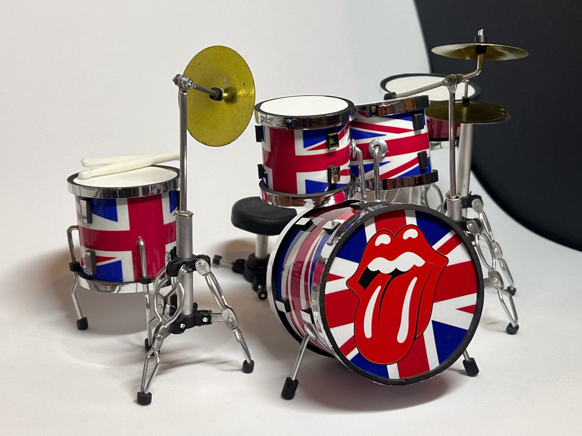 Miniature Rolling Stones Drum Set 1:12 Scale – Collectible Dollhouse Music Instrument __etsy:5583046767
