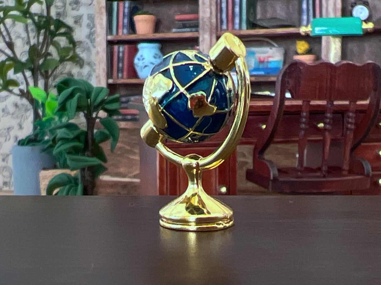 Miniature Rotating Brass Globe 1:12 Scale – Dollhouse Office Accessory __etsy:7259091797