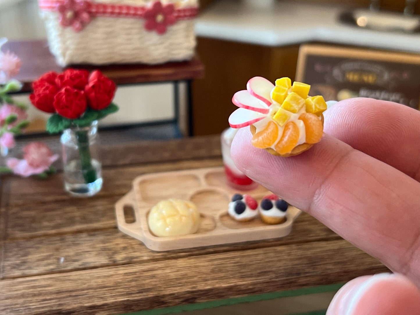 Miniature  1:12 Scale Dessert 5 PC Set – Milkshake, Pie, Bread & Cupcakes __etsy:6560739561