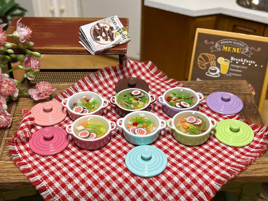 Miniature 1:12 Scale Dutch Oven Filled with Vegetable Soup - Kitchen Decor __etsy:6505844054