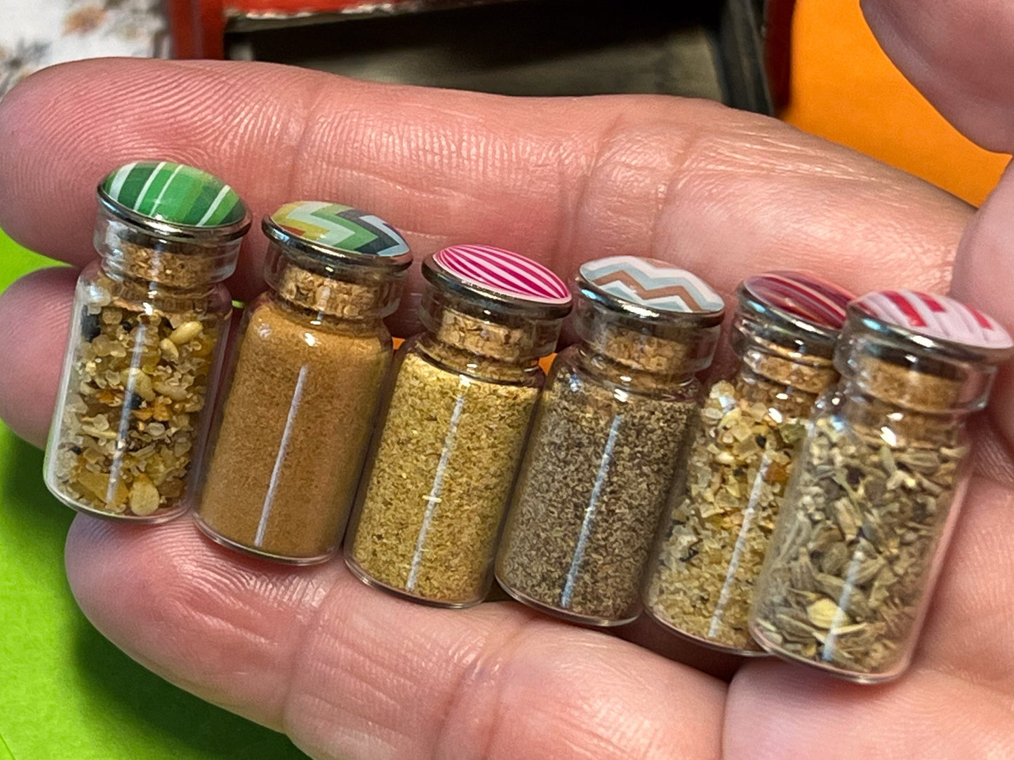 Miniature 1:6 Scale Herbs & Spices 6 PC Set – Glass Jars Kitchen Essentials for Dollhouse __etsy:5832919222