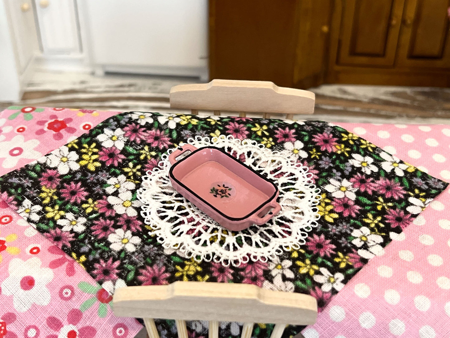 Miniature 1:12 Scale Pink Metal Baking Tray, Dollhouse Kitchen Accessory __etsy:5751128517