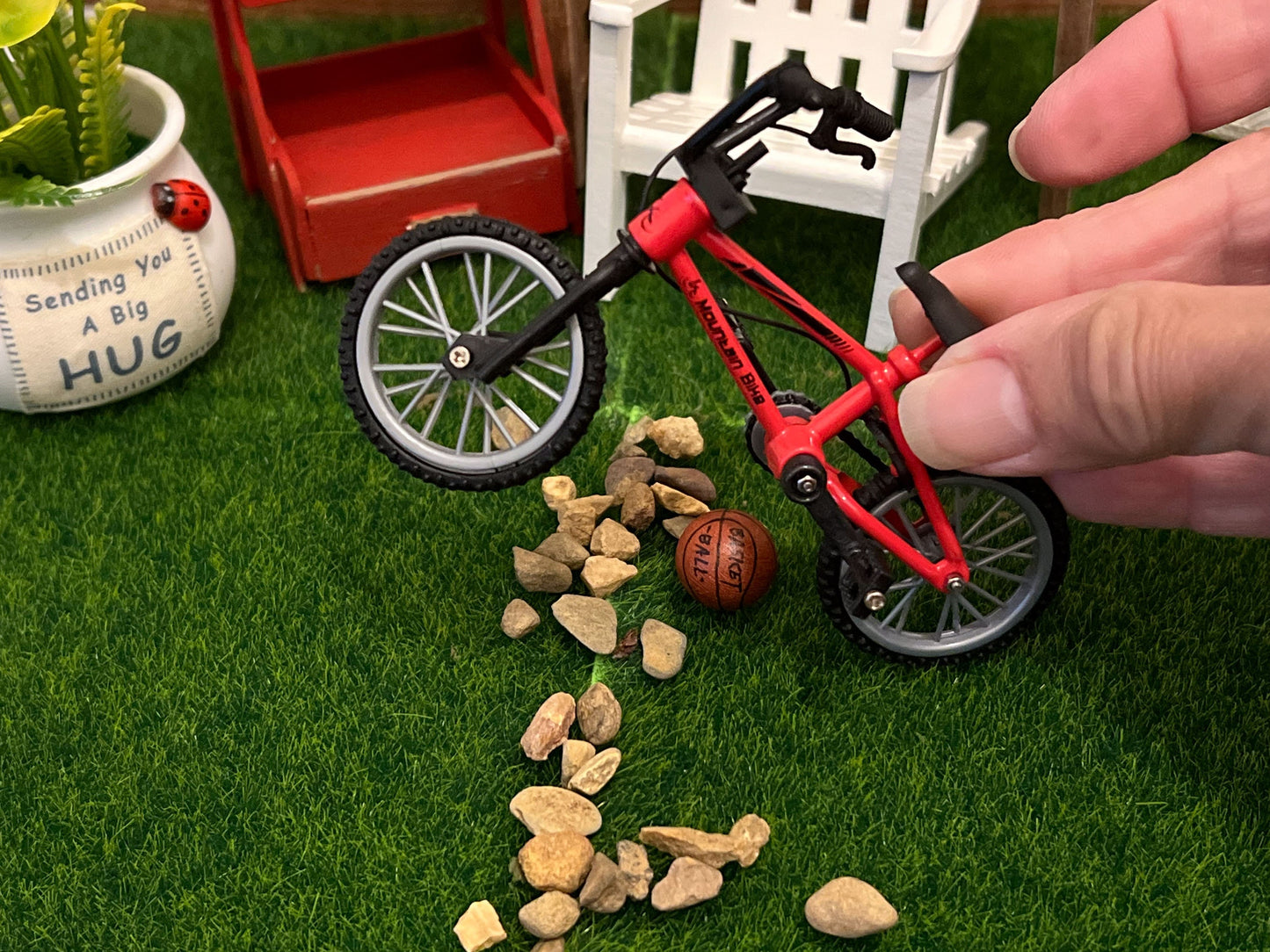 Miniature 1:12 Scale Red Mountain Bike,  Dollhouse Bicycle __etsy:5732218760