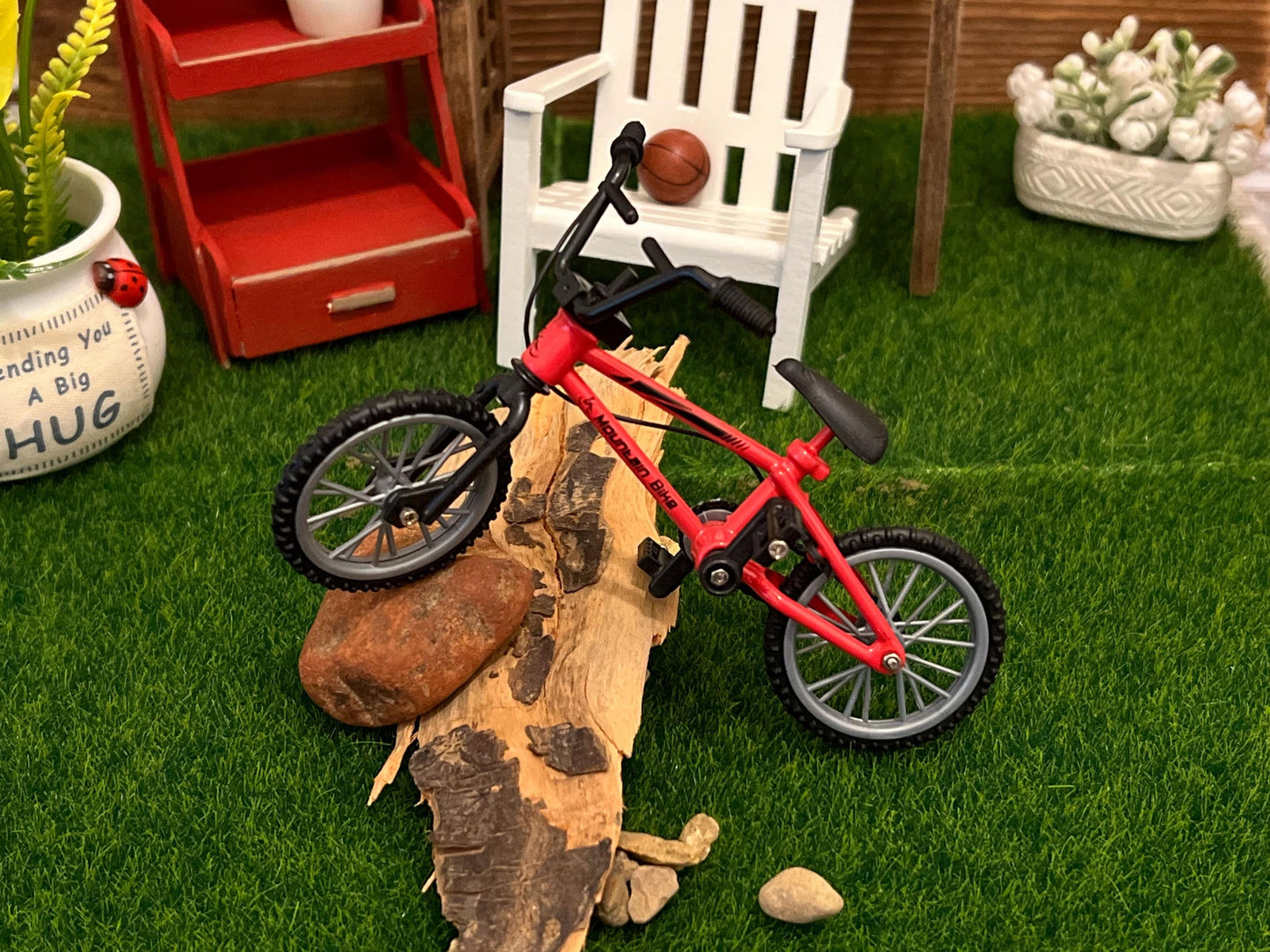 Miniature 1:12 Scale Red Mountain Bike,  Dollhouse Bicycle __etsy:5780290925