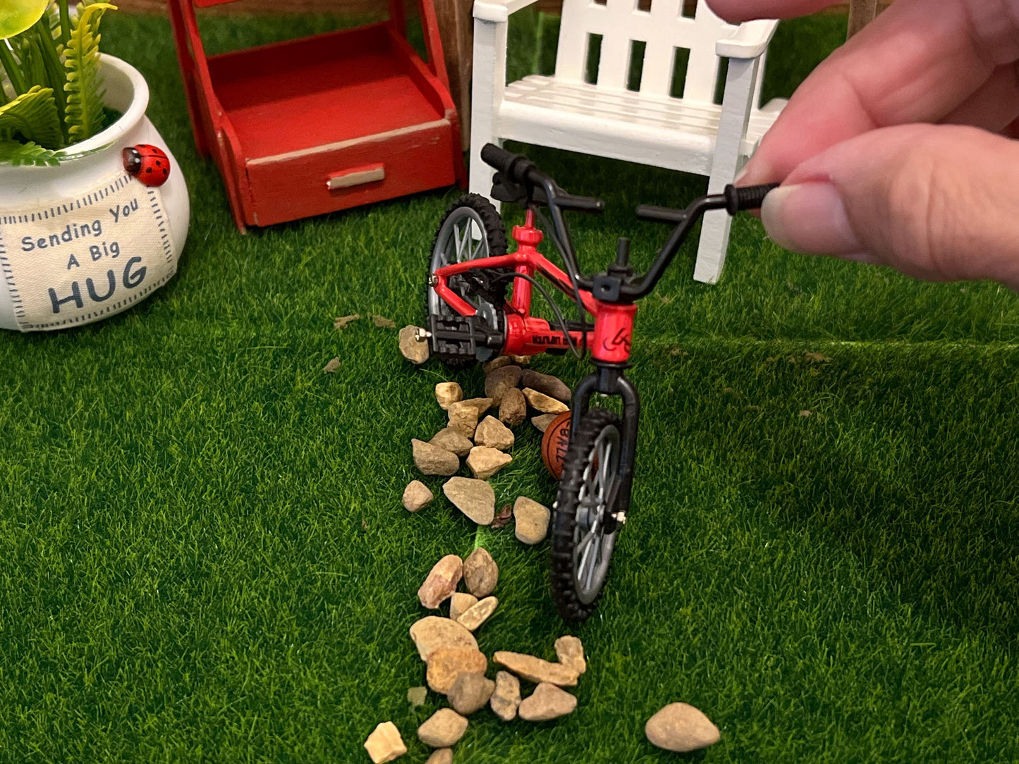 Miniature 1:12 Scale Red Mountain Bike,  Dollhouse Bicycle __etsy:5732218758