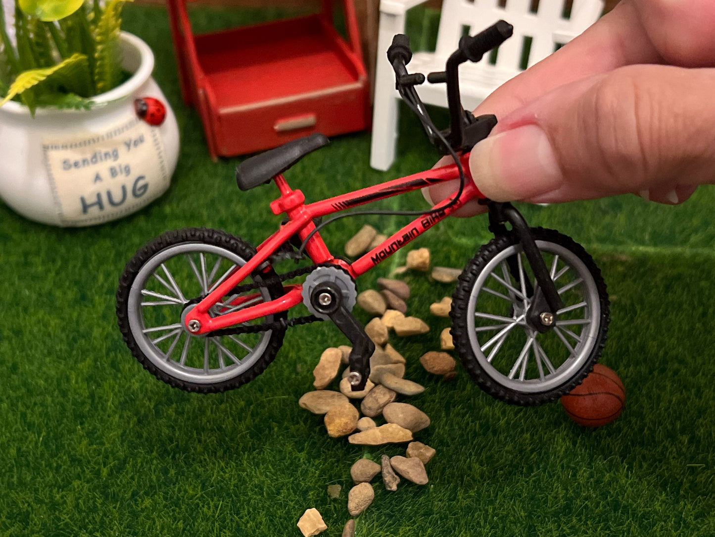 Miniature 1:12 Scale Red Mountain Bike,  Dollhouse Bicycle __etsy:5732218958