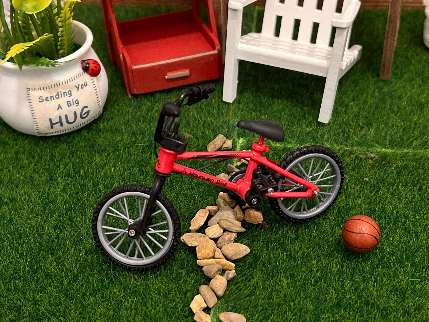 Miniature 1:12 Scale Red Mountain Bike,  Dollhouse Bicycle __etsy:5780291121