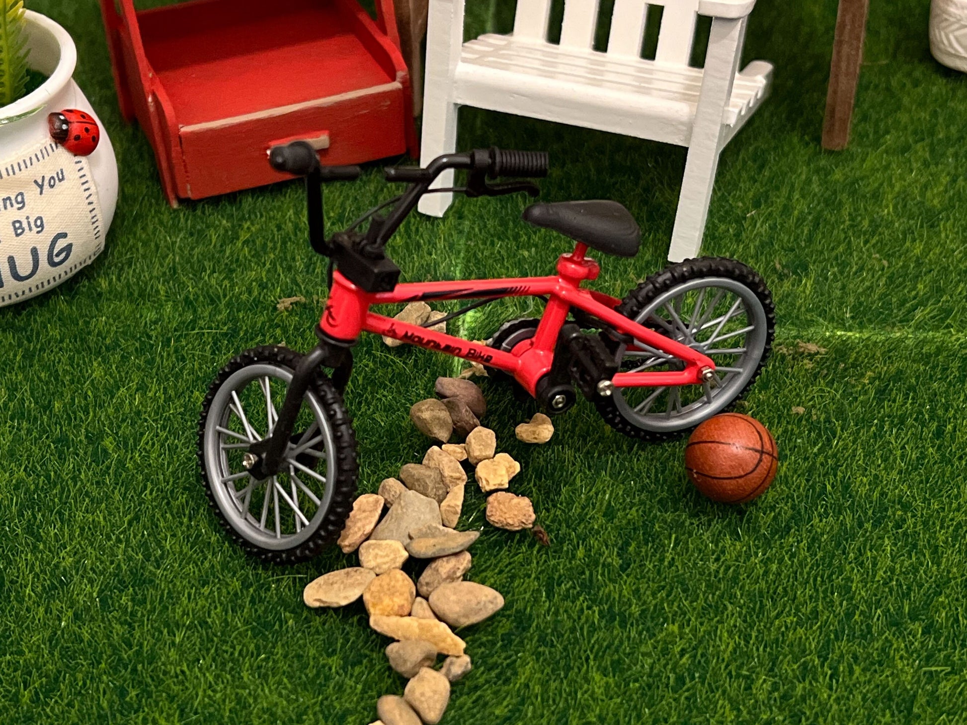 Miniature 1:12 Scale Red Mountain Bike,  Dollhouse Bicycle __etsy:5780291067