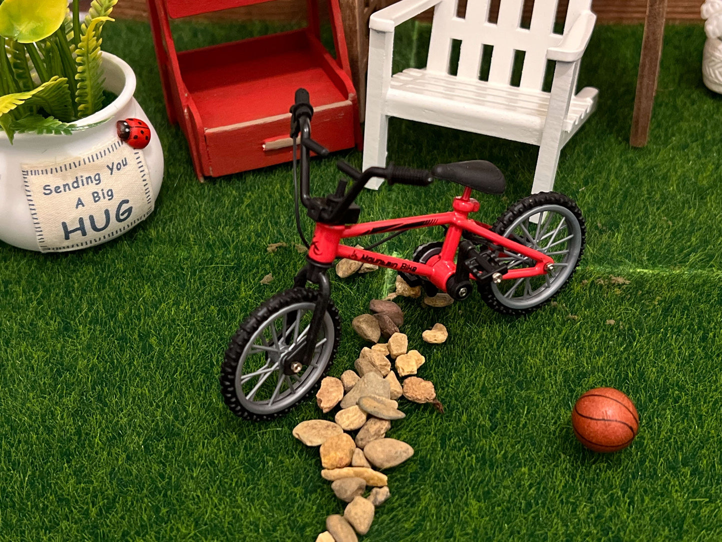 Miniature 1:12 Scale Red Mountain Bike,  Dollhouse Bicycle __etsy:5780291119