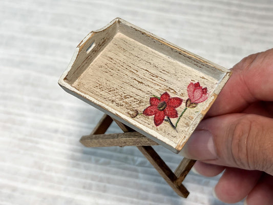 Miniature  1:12 Scale Rustic Beige TV Tray Table – Dollhouse Furniture Decor __etsy:6828074083