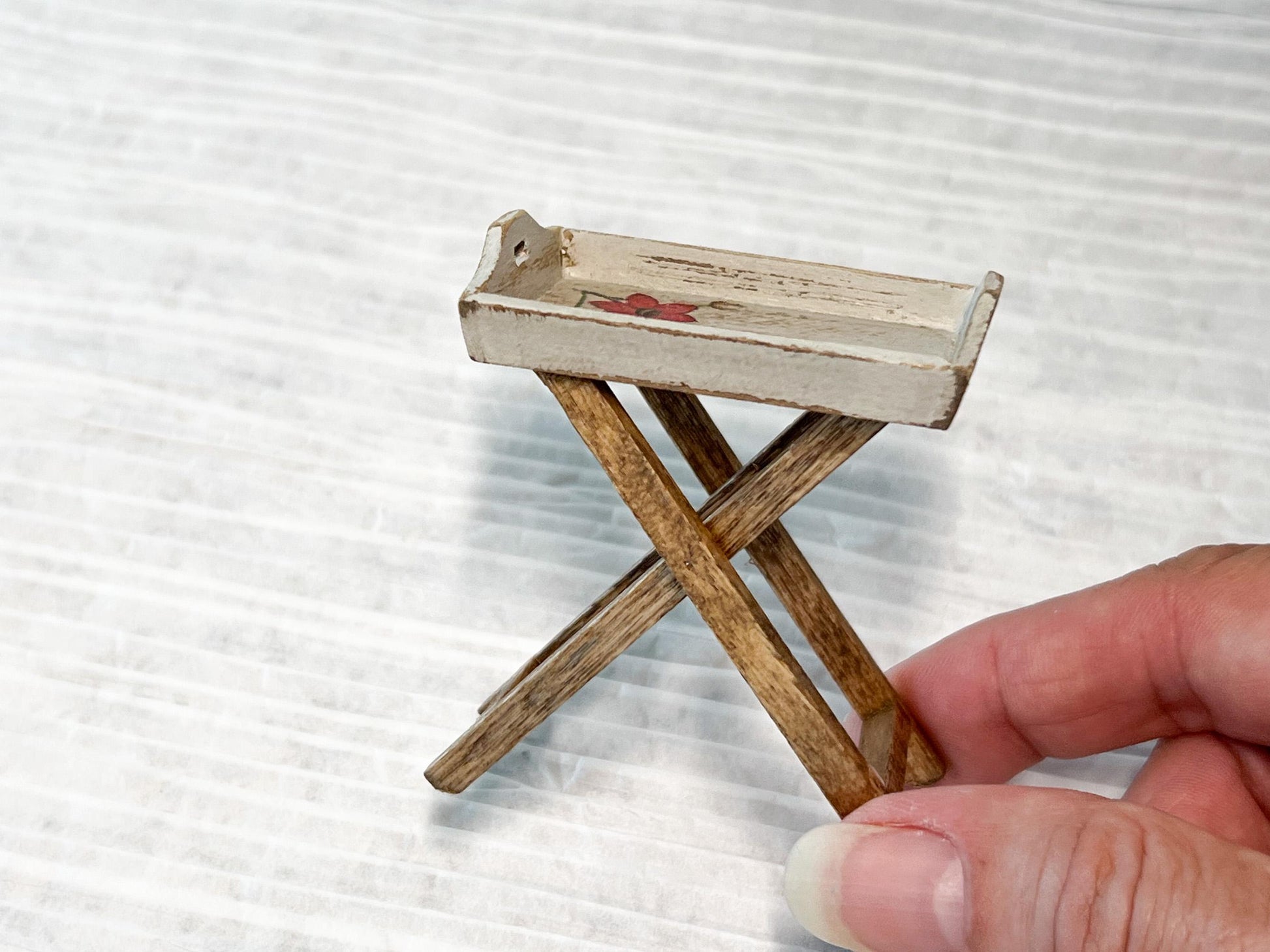 Miniature  1:12 Scale Rustic Beige TV Tray Table – Dollhouse Furniture Decor __etsy:6828074067