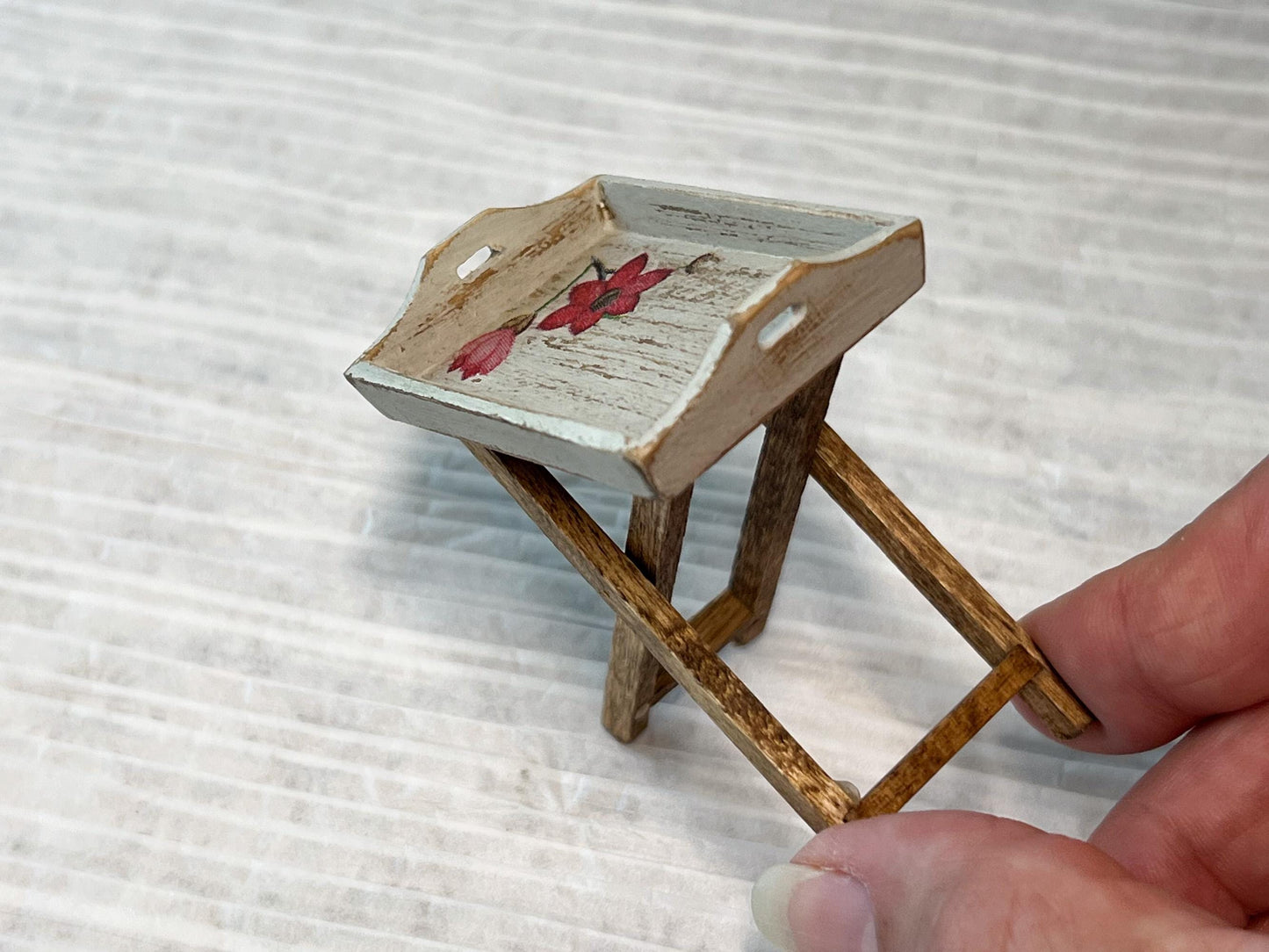 Miniature  1:12 Scale Rustic Beige TV Tray Table – Dollhouse Furniture Decor __etsy:6828074079