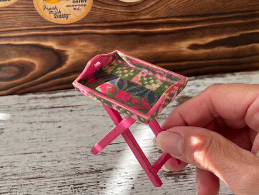 Miniature 1:12 Scale Rustic Pink TV Tray-Dollhouse Tray Home Decor __etsy:6058213266