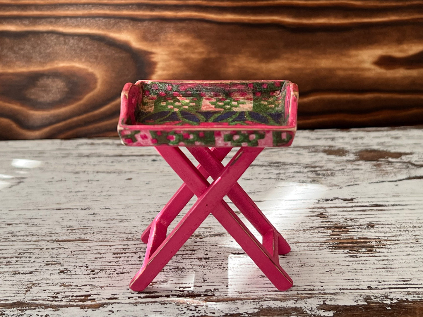 Miniature 1:12 Scale Rustic Pink TV Tray-Dollhouse Tray Home Decor __etsy:6106275891