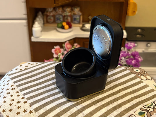 Adorable and a true replica of Stan by Zojirushi Rice Cooker, it comes in black with removable bowl. The finished is incredibly realistic! This is an essential item for your dollhouse kitchen, diorama or room box. __etsy:5749220466