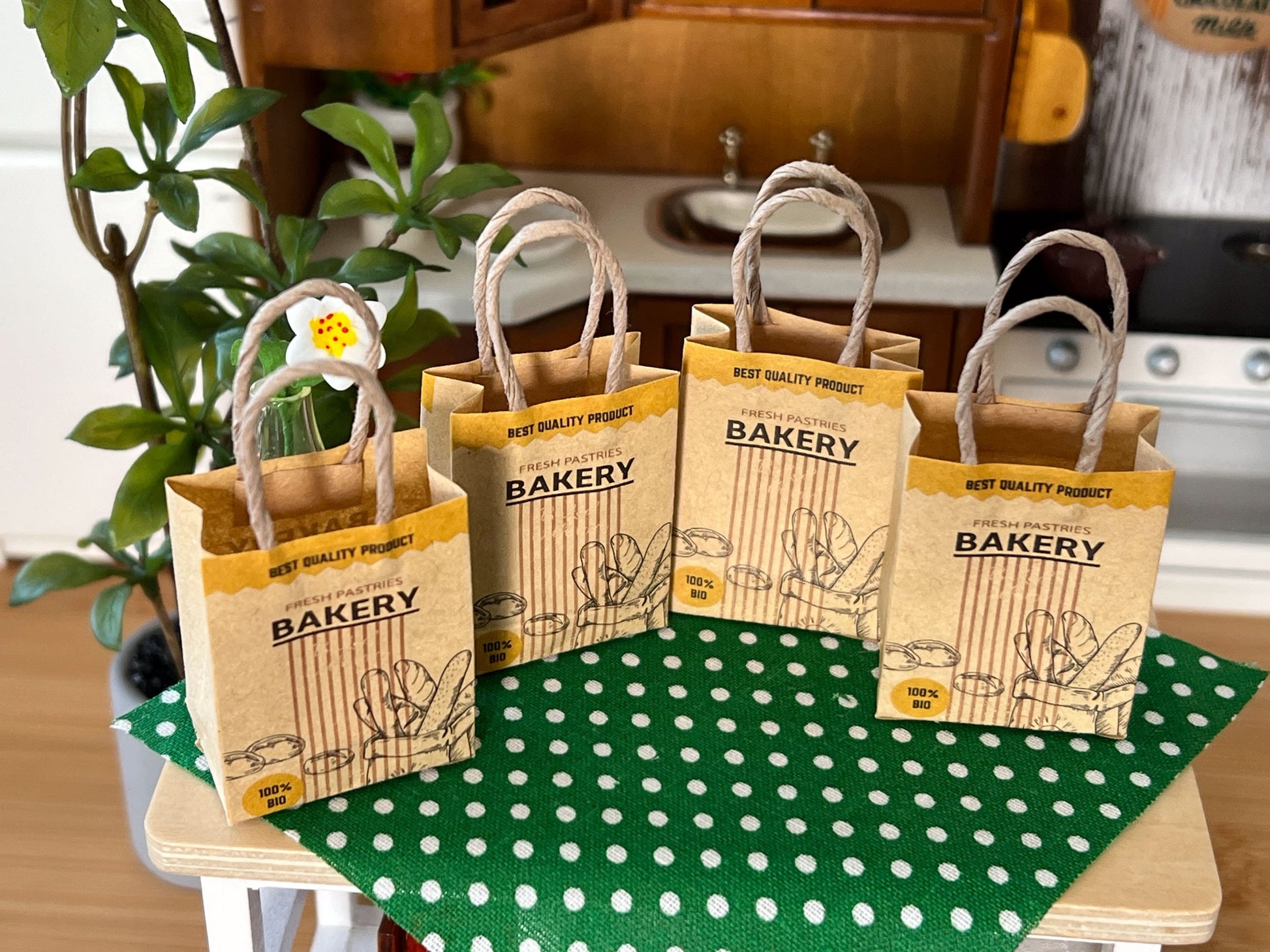 Miniature 1:12 Scale Supermarket Kraft Paper Bags – Set of 4 | Coffee & Bakery Bags __etsy:6382682633