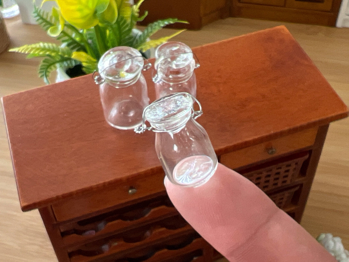 Miniature 1:12 Scale Vintage Canister 3 PC Set with Non-Functional Lids – "Glass Look" __etsy:6017506624