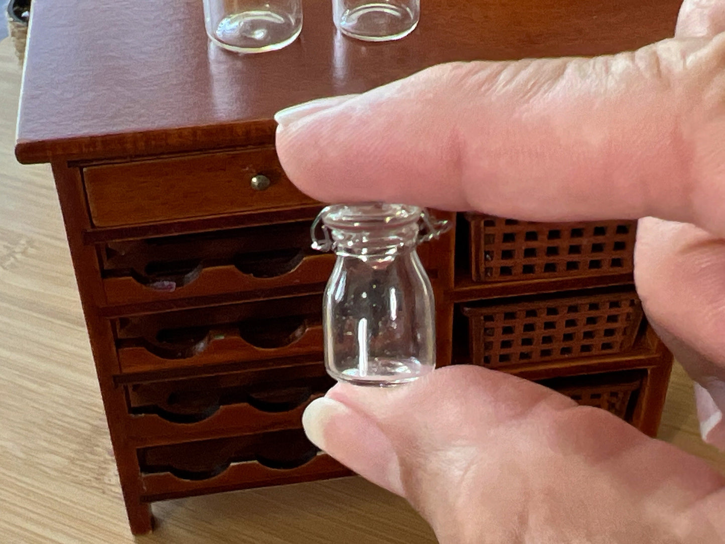 Miniature 1:12 Scale Vintage Canister 3 PC Set with Non-Functional Lids – "Glass Look" __etsy:6065570209