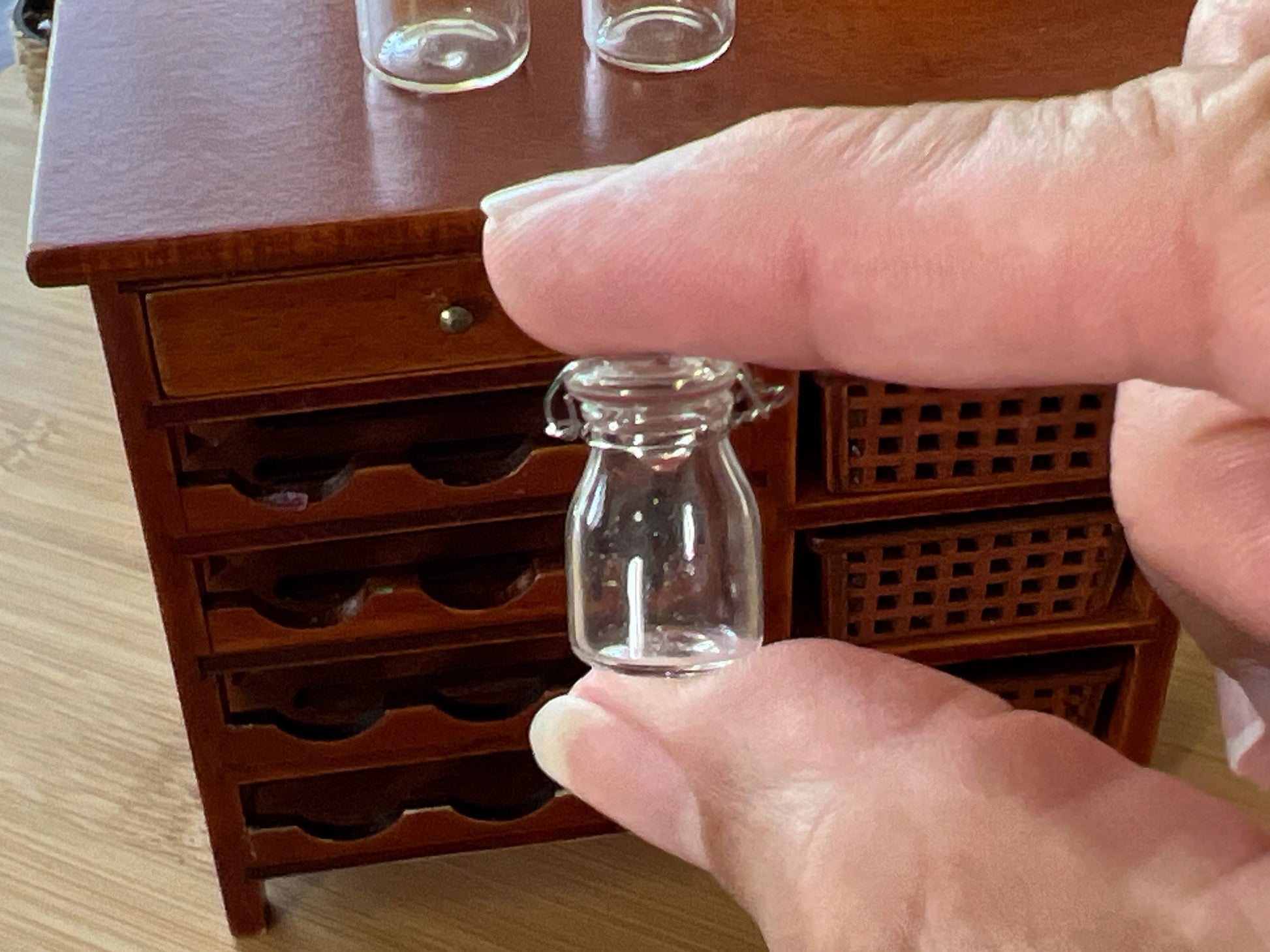 Miniature 1:12 Scale Vintage Canister 3 PC Set with Non-Functional Lids – "Glass Look" __etsy:6065570209