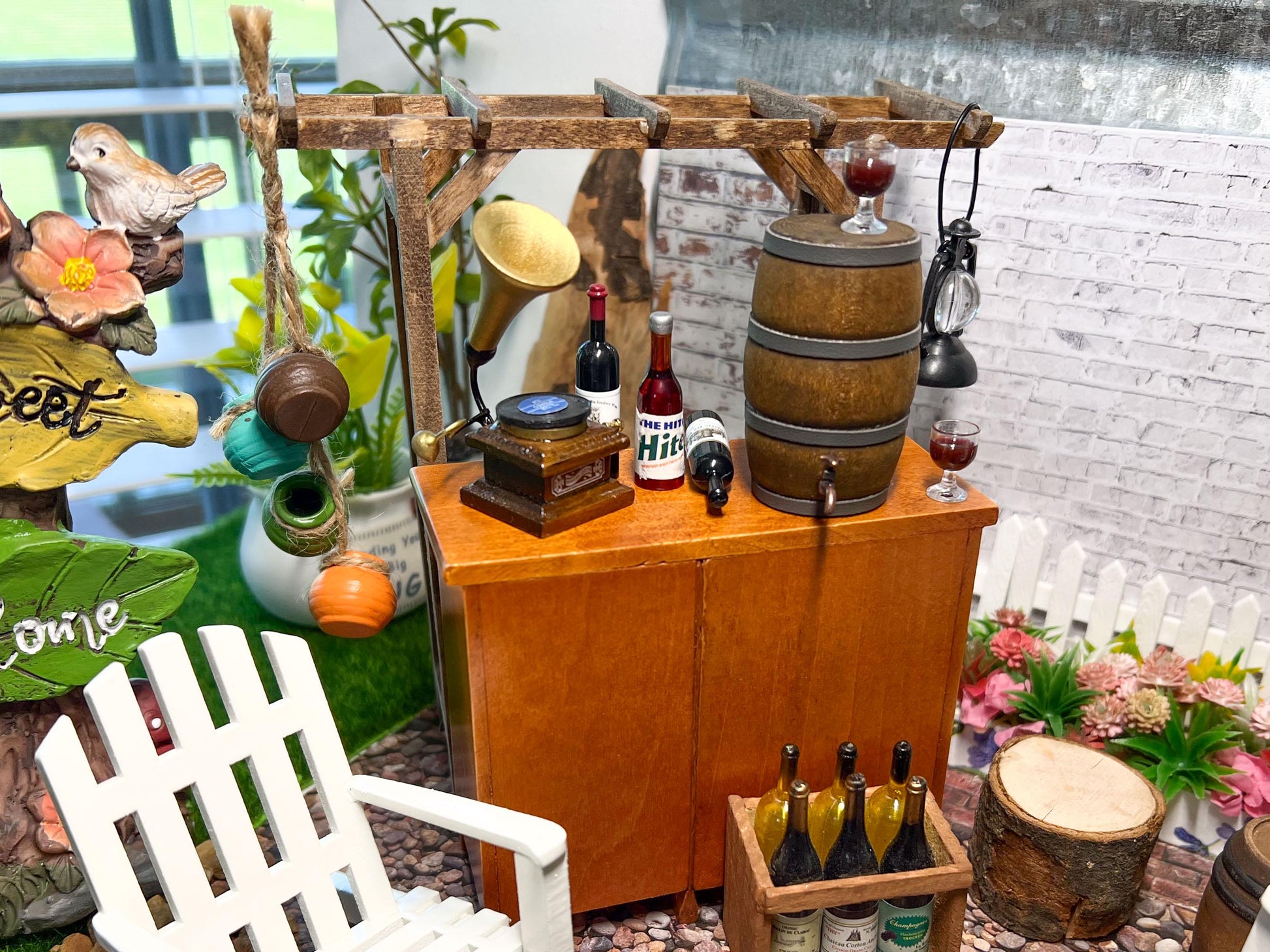 Miniature 1:12 Scale Wine Barrel with Filled Cups –  Rustic Tavern Decor Pub __etsy:6824735185