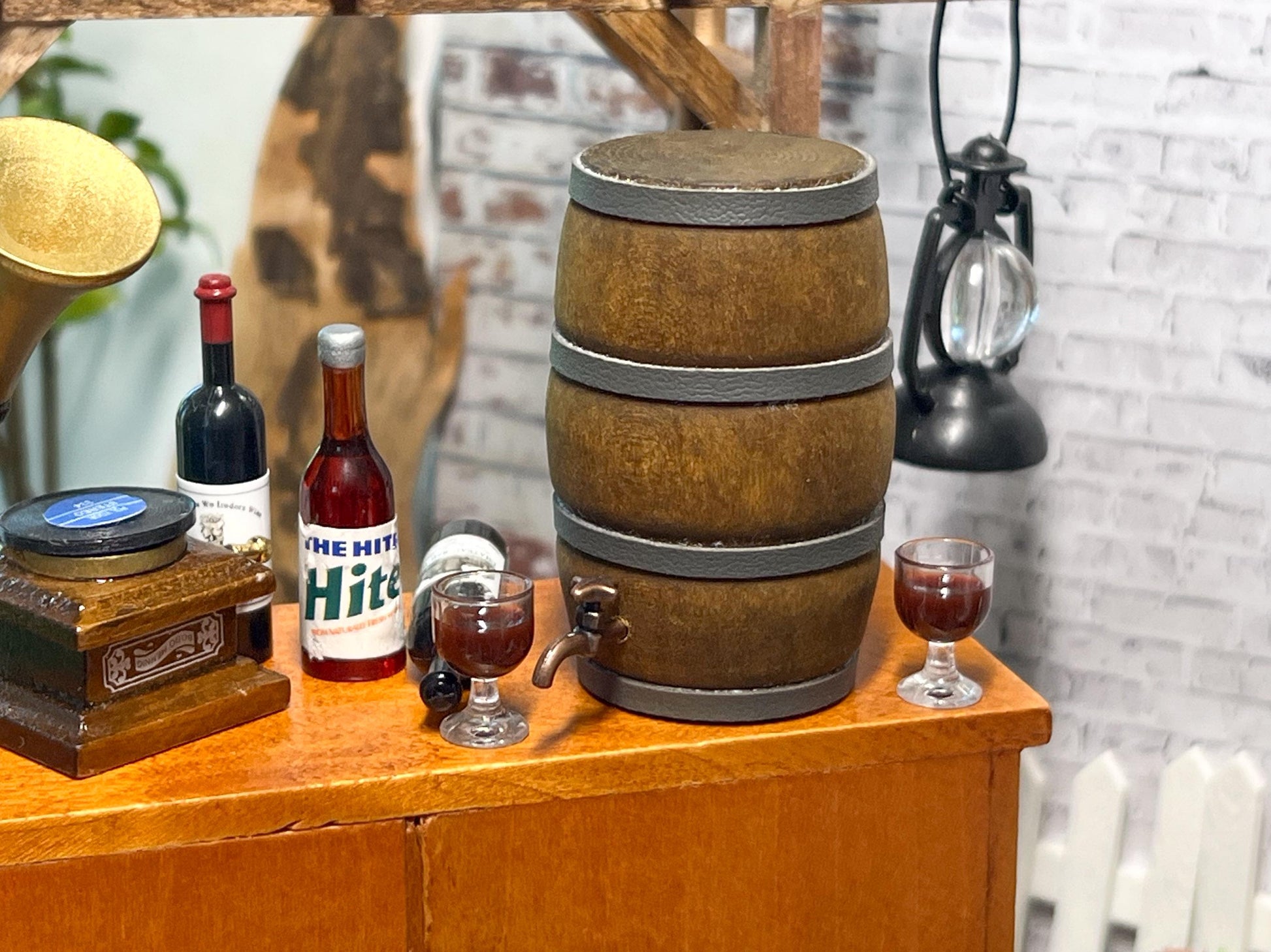 Miniature 1:12 Scale Wine Barrel with Filled Cups –  Rustic Tavern Decor Pub __etsy:6776720354