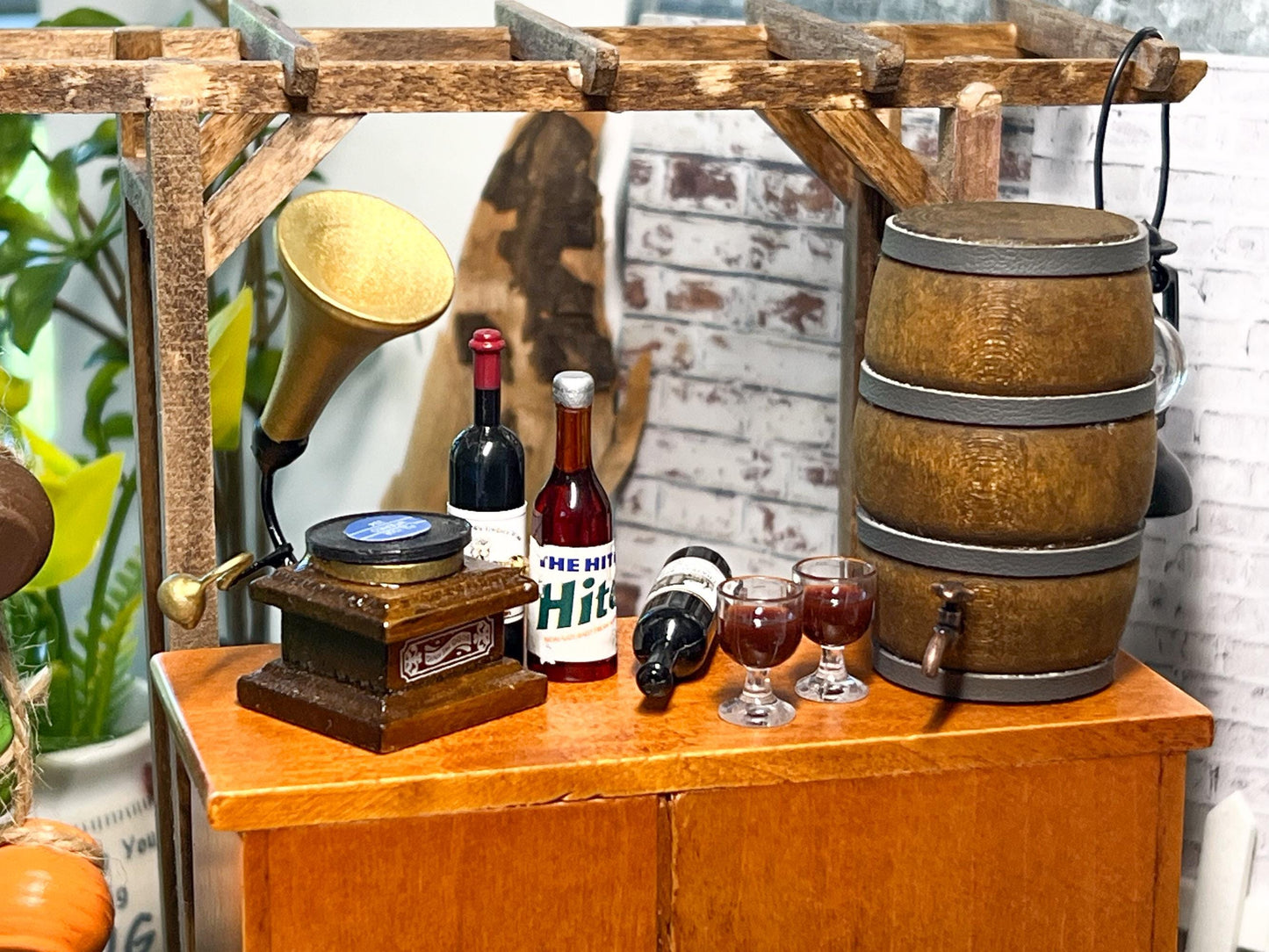 Miniature 1:12 Scale Wine Barrel with Filled Cups –  Rustic Tavern Decor Pub __etsy:6824735325