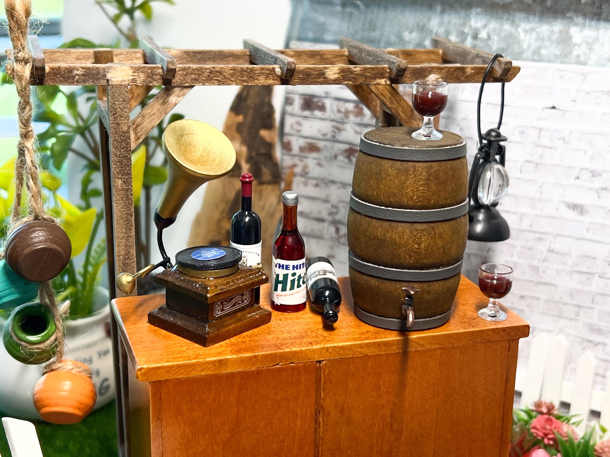Miniature 1:12 Scale Wine Barrel with Filled Cups –  Rustic Tavern Decor Pub __etsy:6824735191