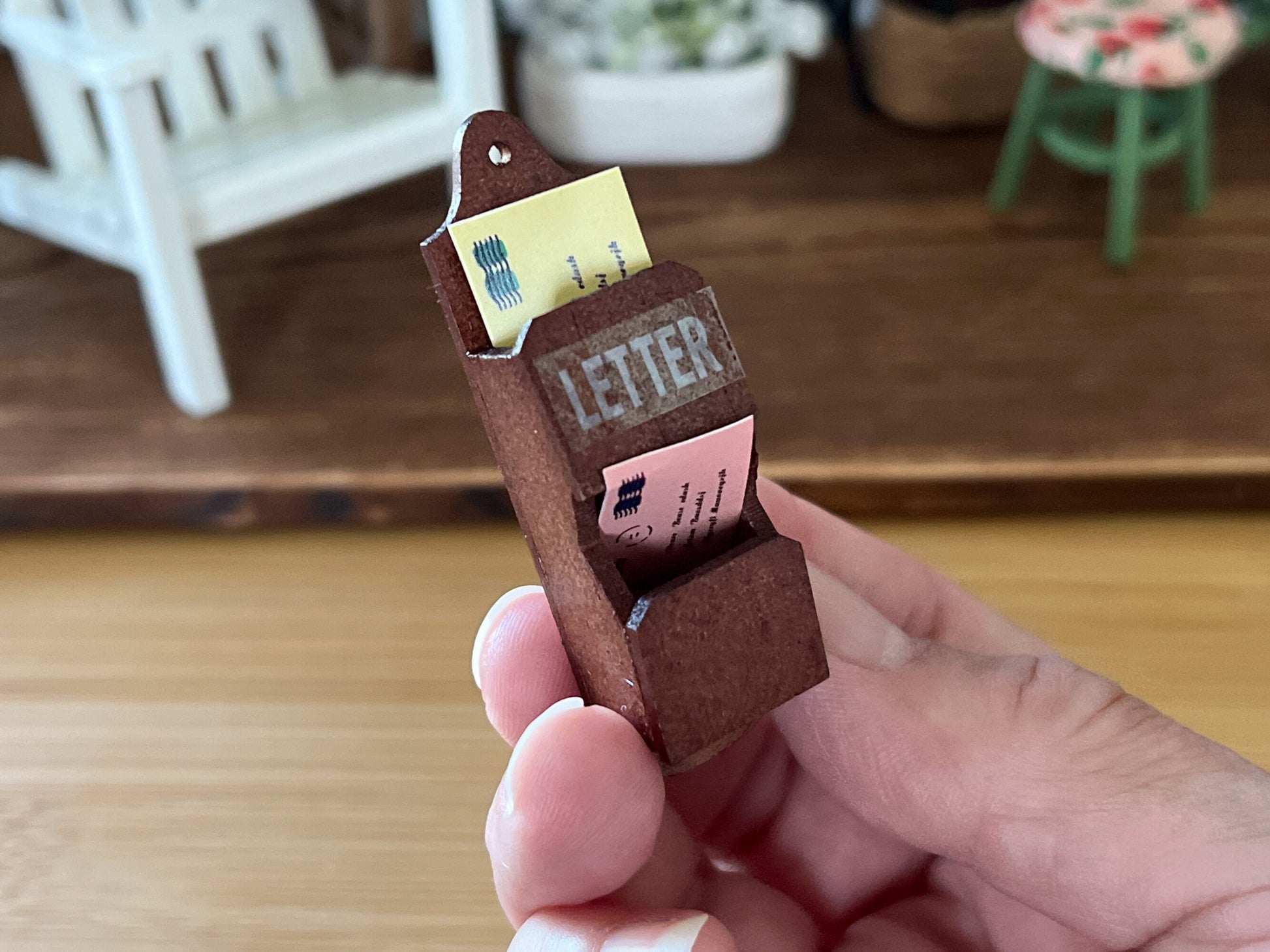 Miniature 1:12 Scale Wooden Letter Holder – Dollhouse Mail Organizer __etsy:5906369573