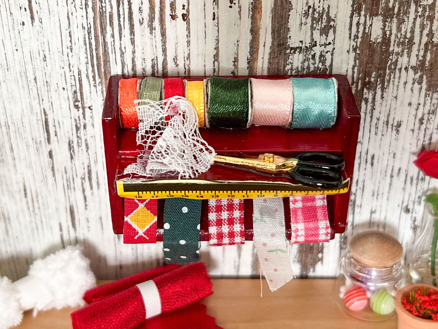 Miniature Sewing Room Rack – 1:12 Scale Wooden Dollhouse Wall Sewing Rack Display __etsy:6364384917