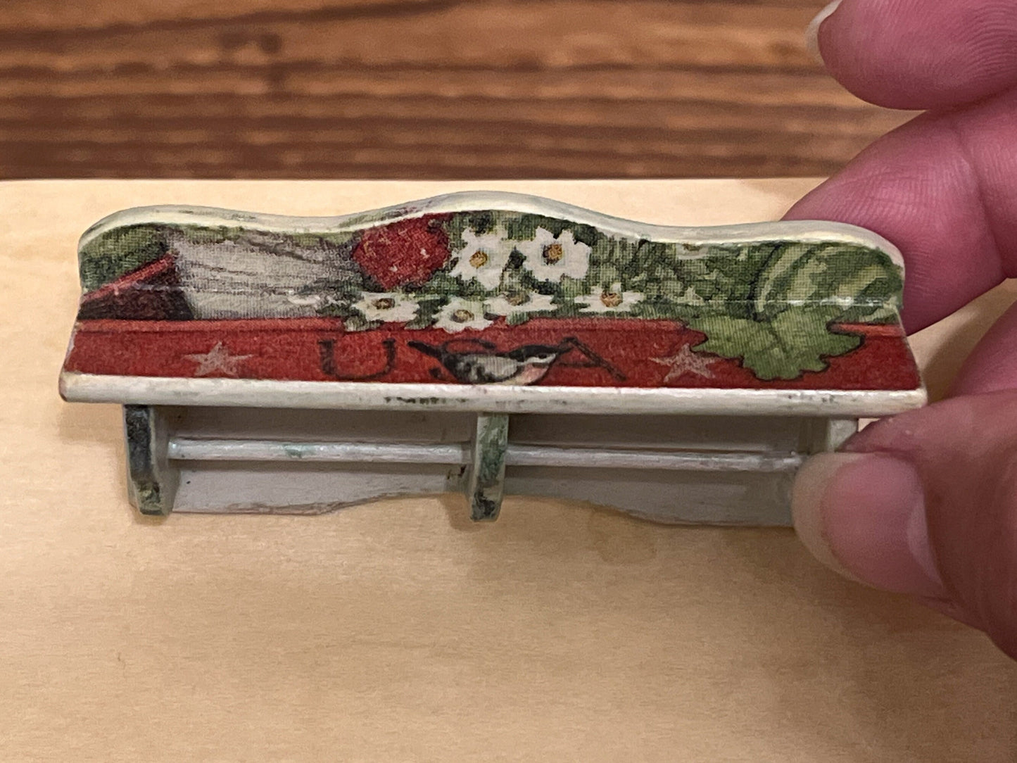 Miniature Solid Oakwood Wall Shelf Rack, 1:12 Scale - Dollhouse Kitchen or Bathroom Decor __etsy:5794495433