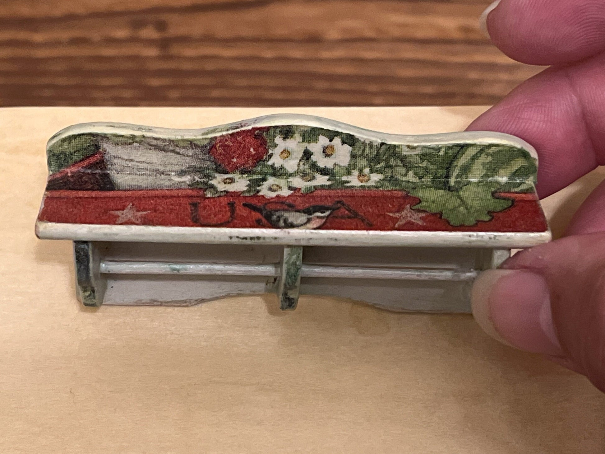 Miniature Solid Oakwood Wall Shelf Rack, 1:12 Scale - Dollhouse Kitchen or Bathroom Decor __etsy:5794495433