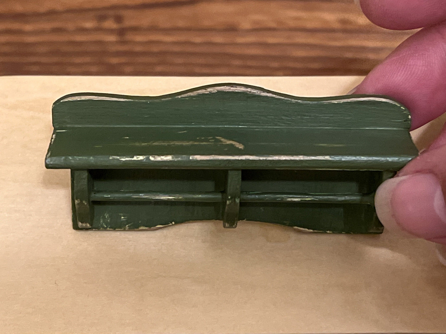 Miniature Solid Oakwood Wall Shelf Rack, 1:12 Scale - Dollhouse Kitchen or Bathroom Decor __etsy:5794494711