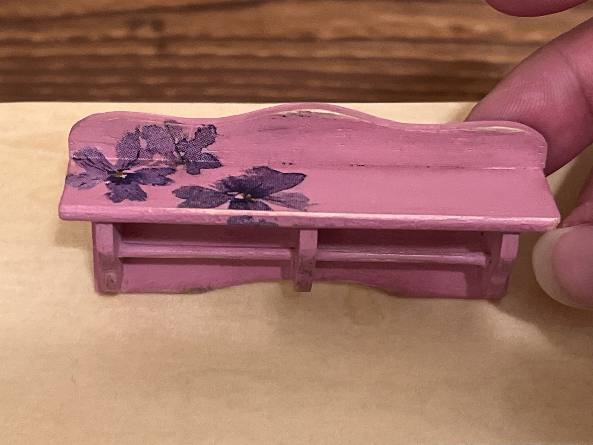 Miniature Solid Oakwood Wall Shelf Rack, 1:12 Scale - Dollhouse Kitchen or Bathroom Decor __etsy:5746421172