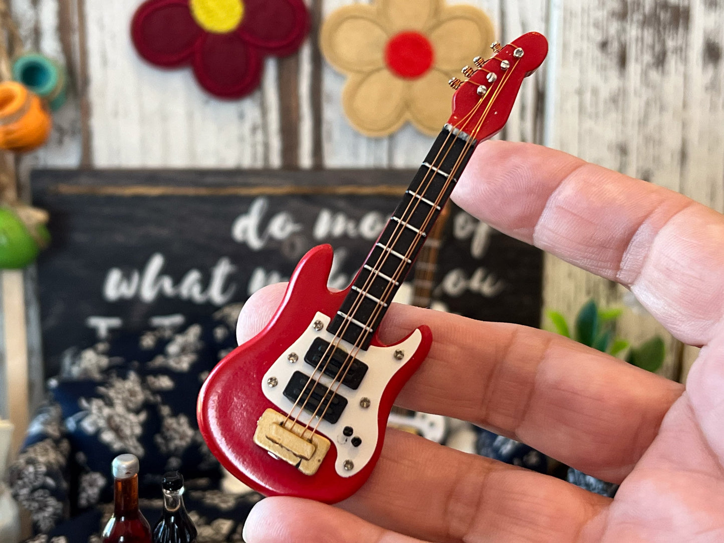 Miniature Stratocaster Guitar Replica 1:12 Scale - Dollhouse Music Room Accessory __etsy:5844043674