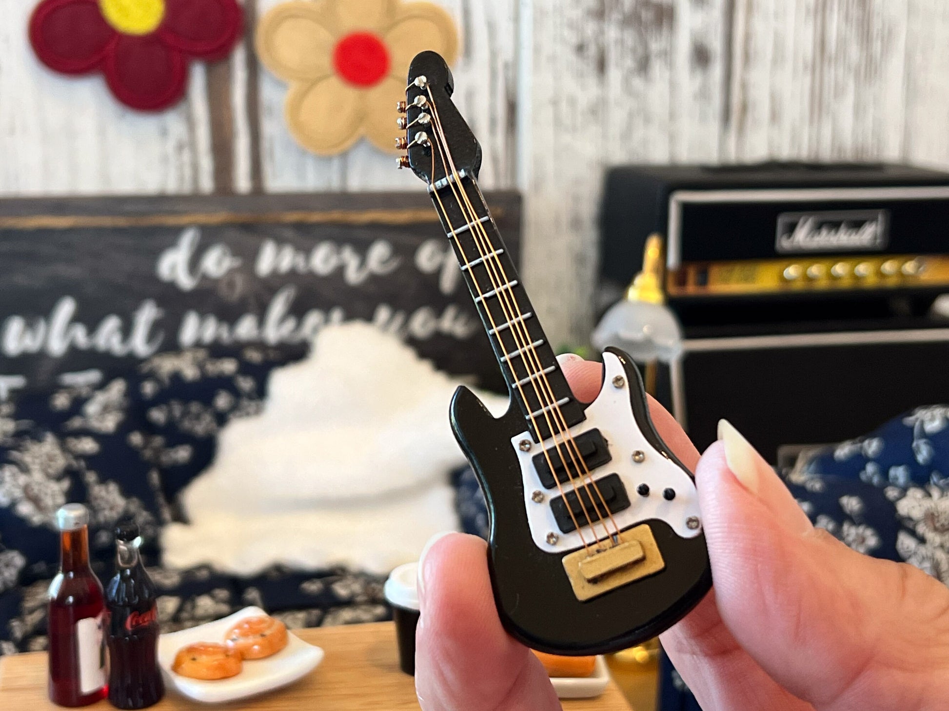 Miniature Stratocaster Guitar Replica 1:12 Scale - Dollhouse Music Room Accessory __etsy:5844043740