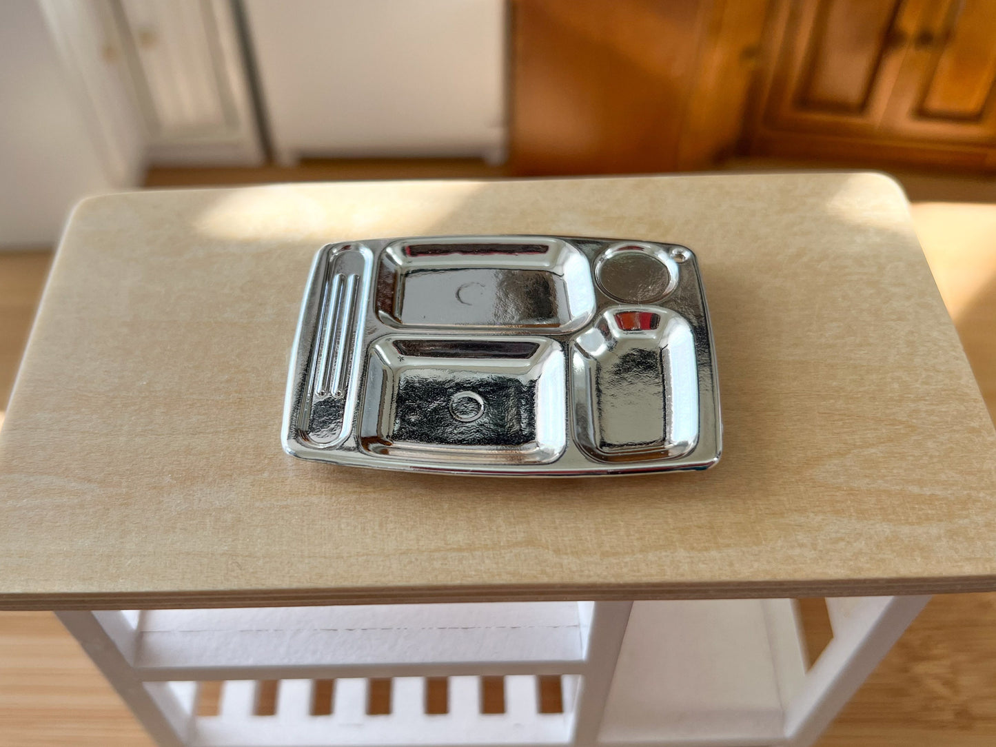 These adorable TV trays will create a perfect comfortable TV moment in front of a living room or bedroom TV. Or if you have a school, restaurant, fast food scene; these are the perfect trays. They are plastic with a shiny silver finish. __etsy:5969798755