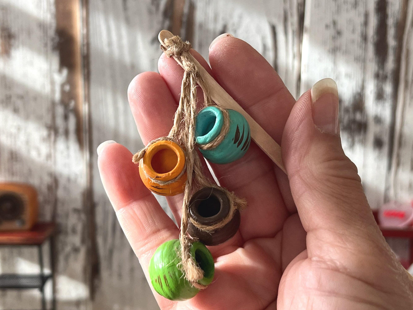Miniature Terracotta Hanging Planter Set – 1:12 Scale - Southwestern Dollhouse Decor __etsy:6865142078