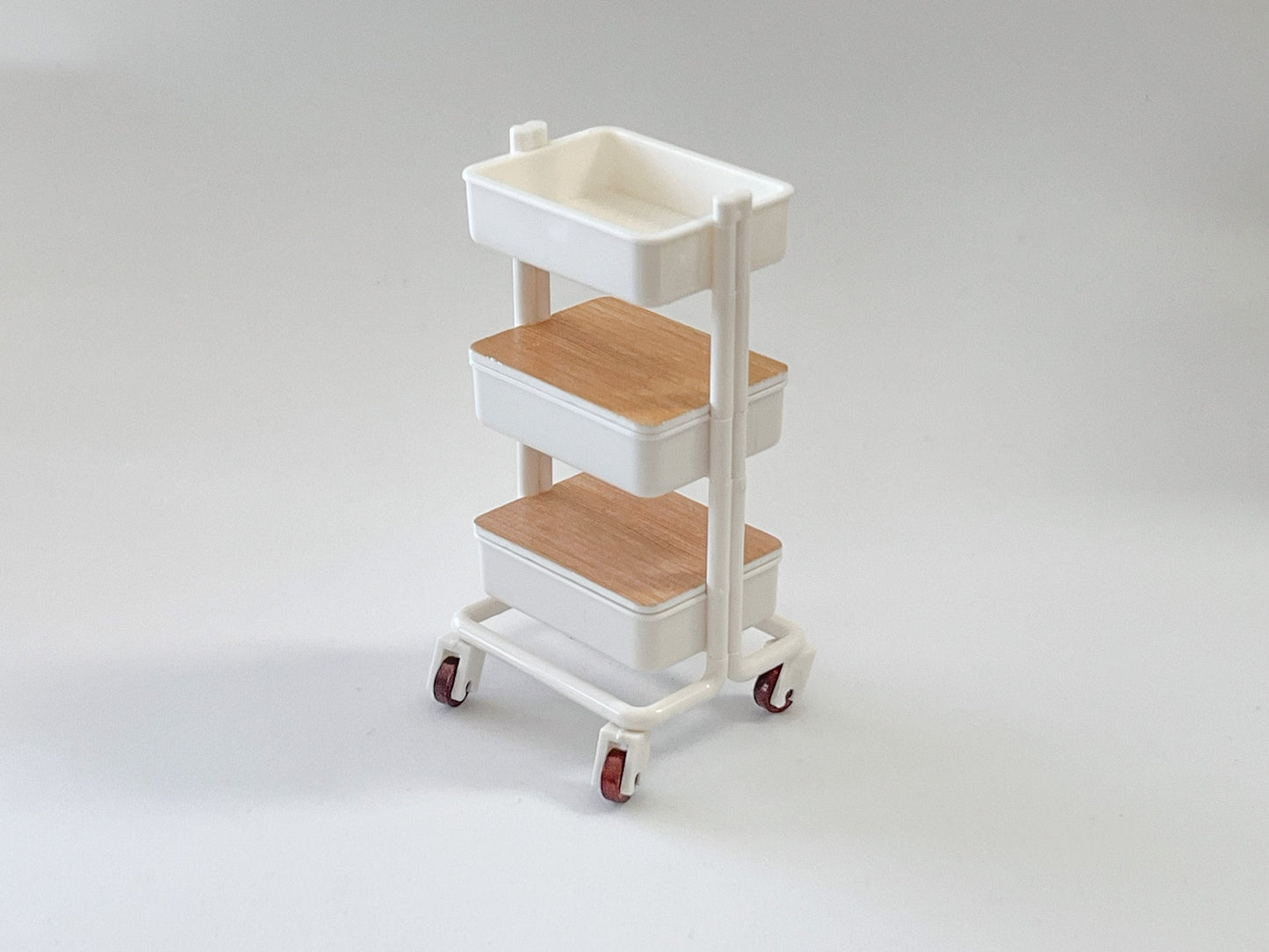 Miniature 3-Tier Trolley – 1:12 Scale - Black or White – Dollhouse Storage with Rolling Wheels __etsy:5948626253