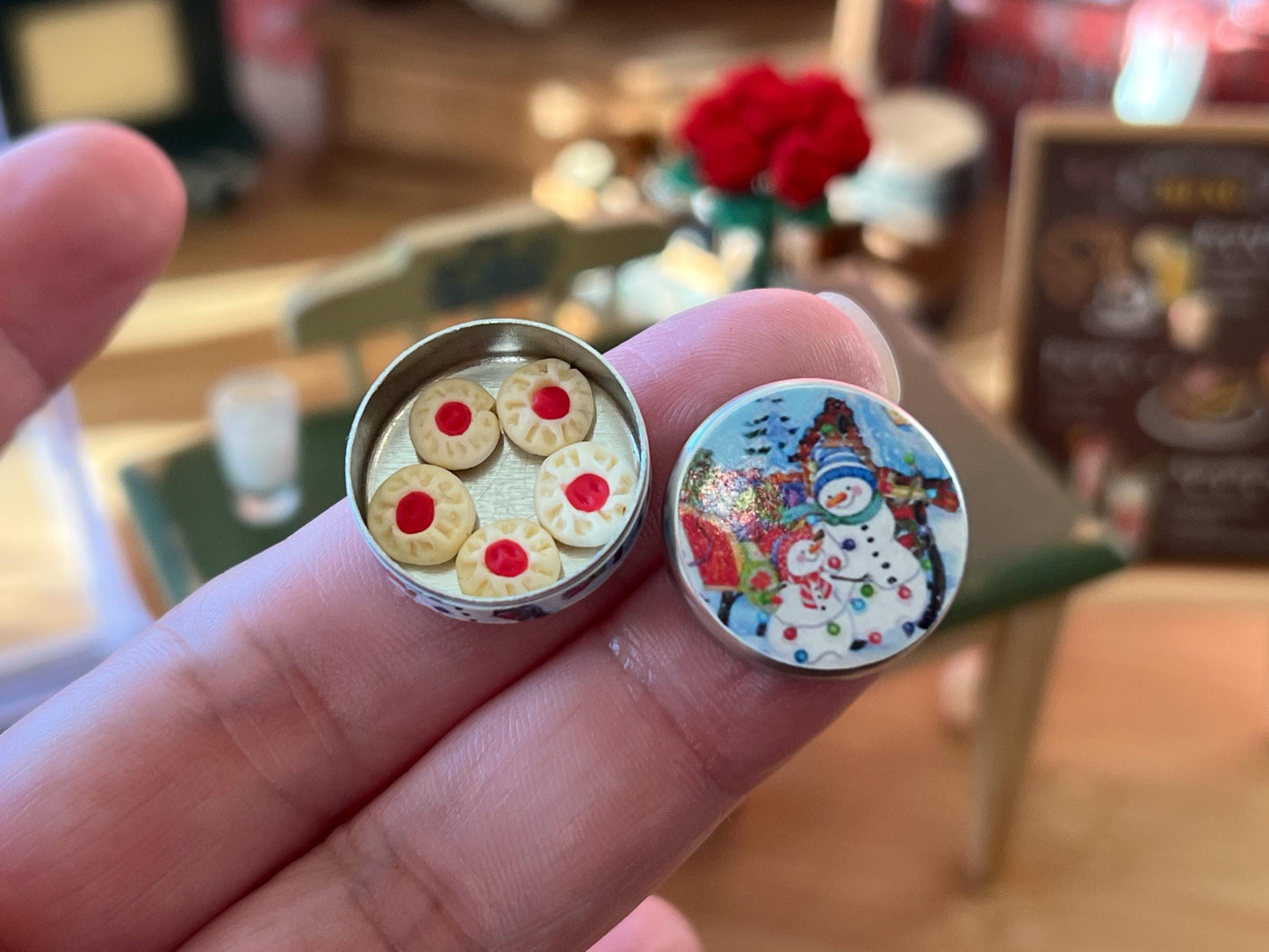 Miniature Tin Box and Sugar Cookies - 1:12 Scale | Dollhouse Valentine's Day Treat - Christmas __etsy:7410745009