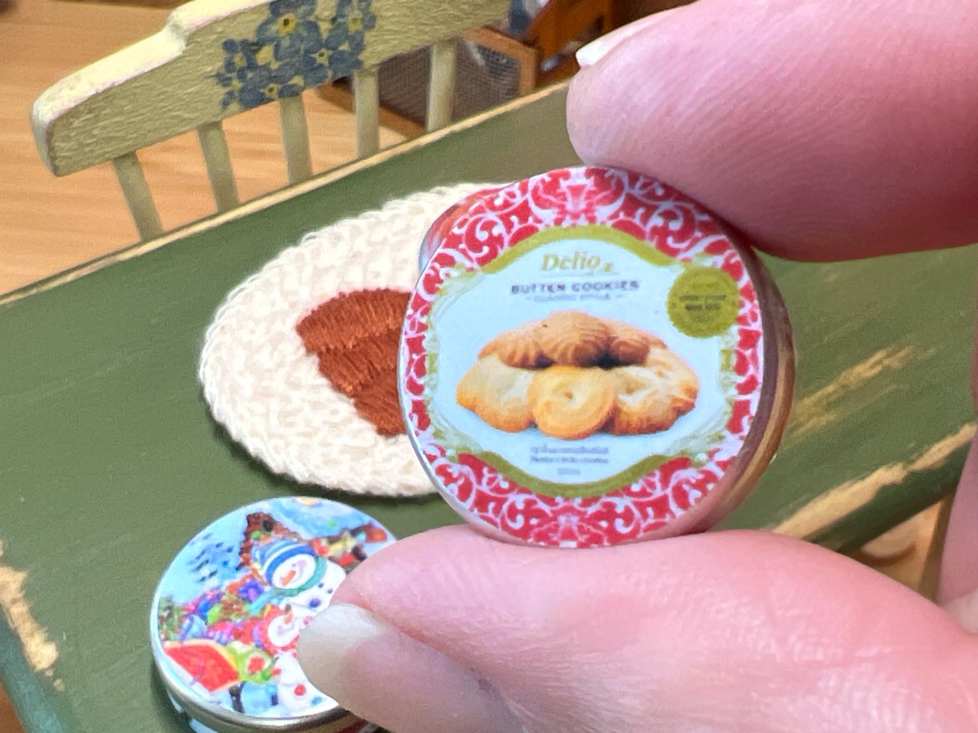 Miniature Tin Box and Sugar Cookies - 1:12 Scale | Dollhouse Valentine's Day Treat - Christmas __etsy:7362827354