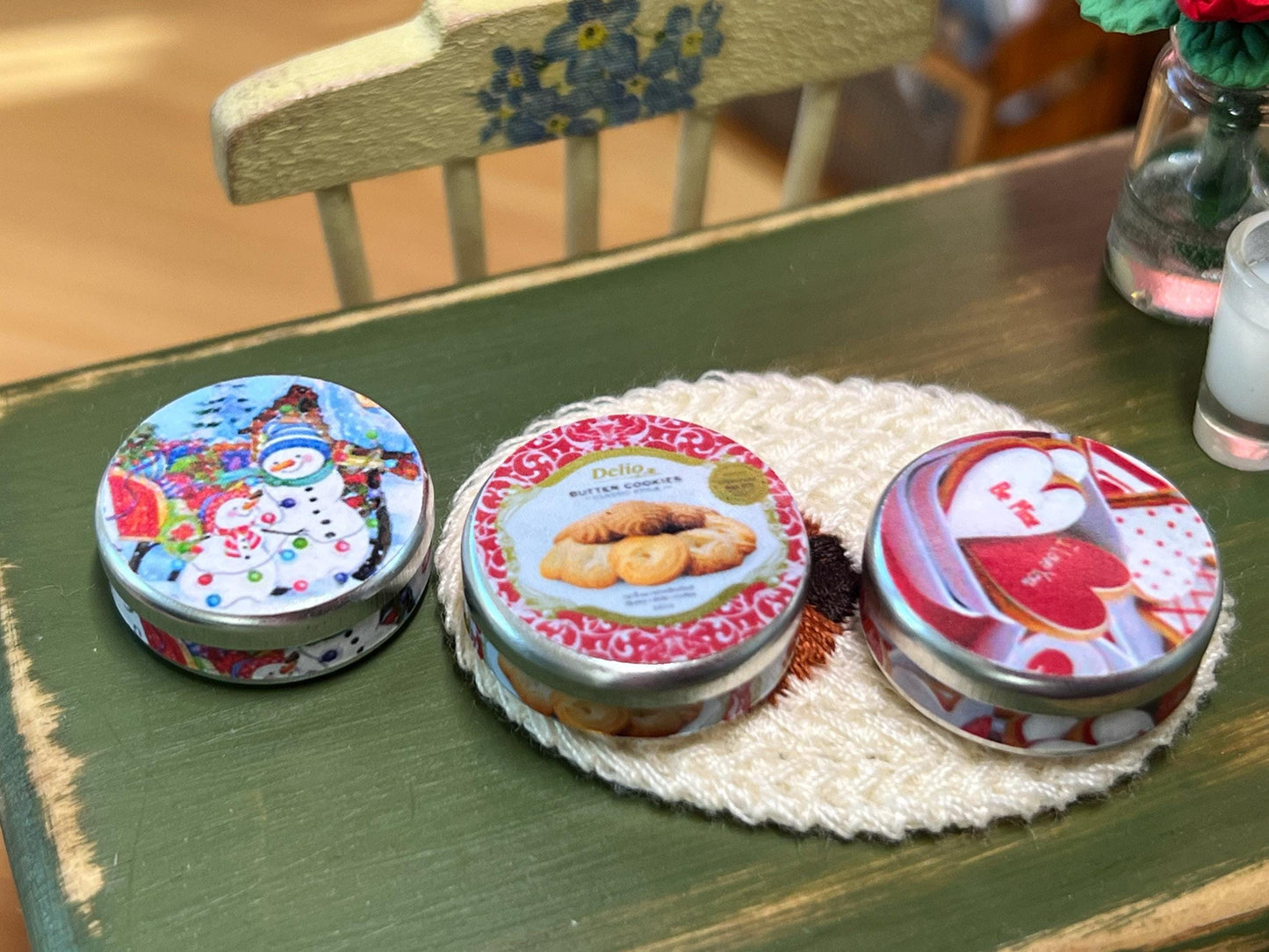 Miniature Tin Box and Sugar Cookies - 1:12 Scale | Dollhouse Valentine's Day Treat - Christmas __etsy:7362827294