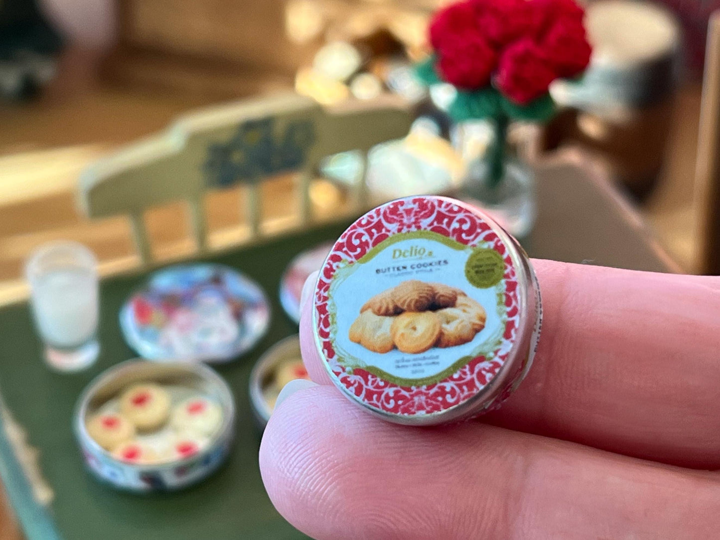 Miniature Tin Box and Sugar Cookies - 1:12 Scale | Dollhouse Valentine's Day Treat - Christmas __etsy:7410745013