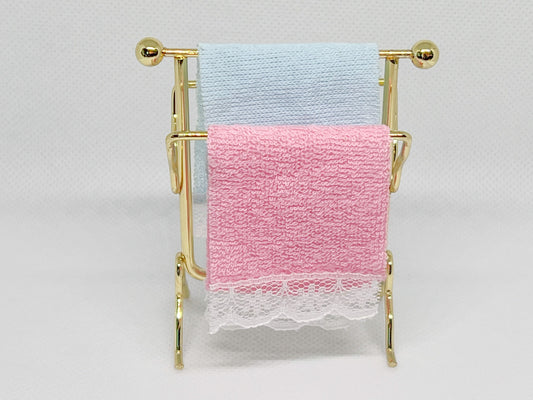 Miniature Towel Rack – 1:12 Scale Dollhouse Bathroom Decor | Brass Metal Freestanding __etsy:5500432254
