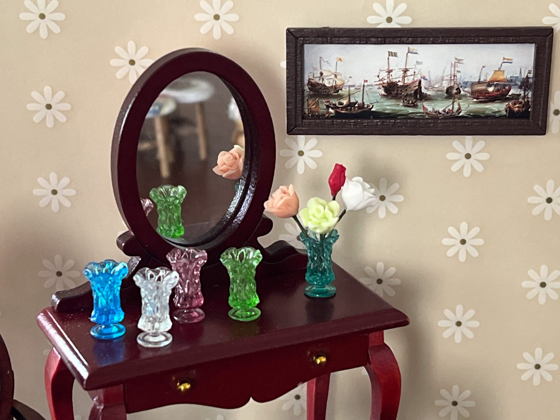 This adorable translucent plastic vase is made to perfection, it can hold 6 or 7 flowers and still have stability. It comes in 5 different colors, blue, green, white, light blue and red. __etsy:5634859412