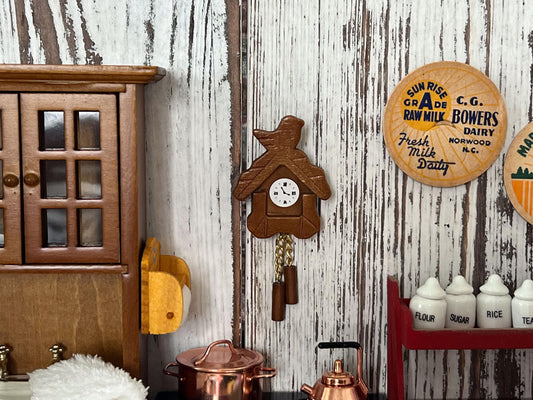 This 1:12 vintage wooden cuckoo clock is so realistic and so perfectly handcrafted, it is impressive. Use it in your dollhouse or cabin for a serene perfect atmosphere that takes you back in time. It is also perfect for collectors or crafters. __etsy:6067171229