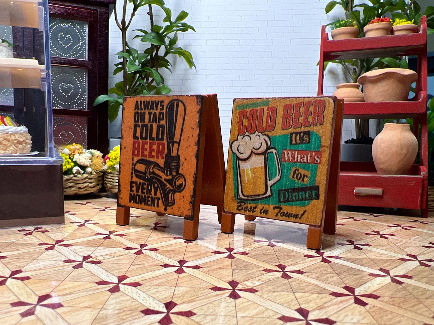 Miniature Vintage Wooden Signboards – 1:12 Scale Dollhouse Coffee Shop, Holiday, and Pub Signs __etsy:6409271981