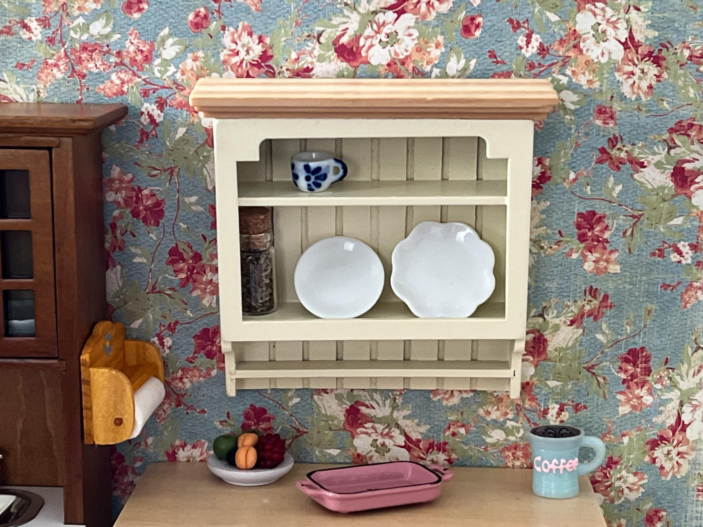 Miniature Wall Hanging Shelf – 1:12 Scale - Dollhouse Country Kitchen Storage & Display __etsy:5820669407