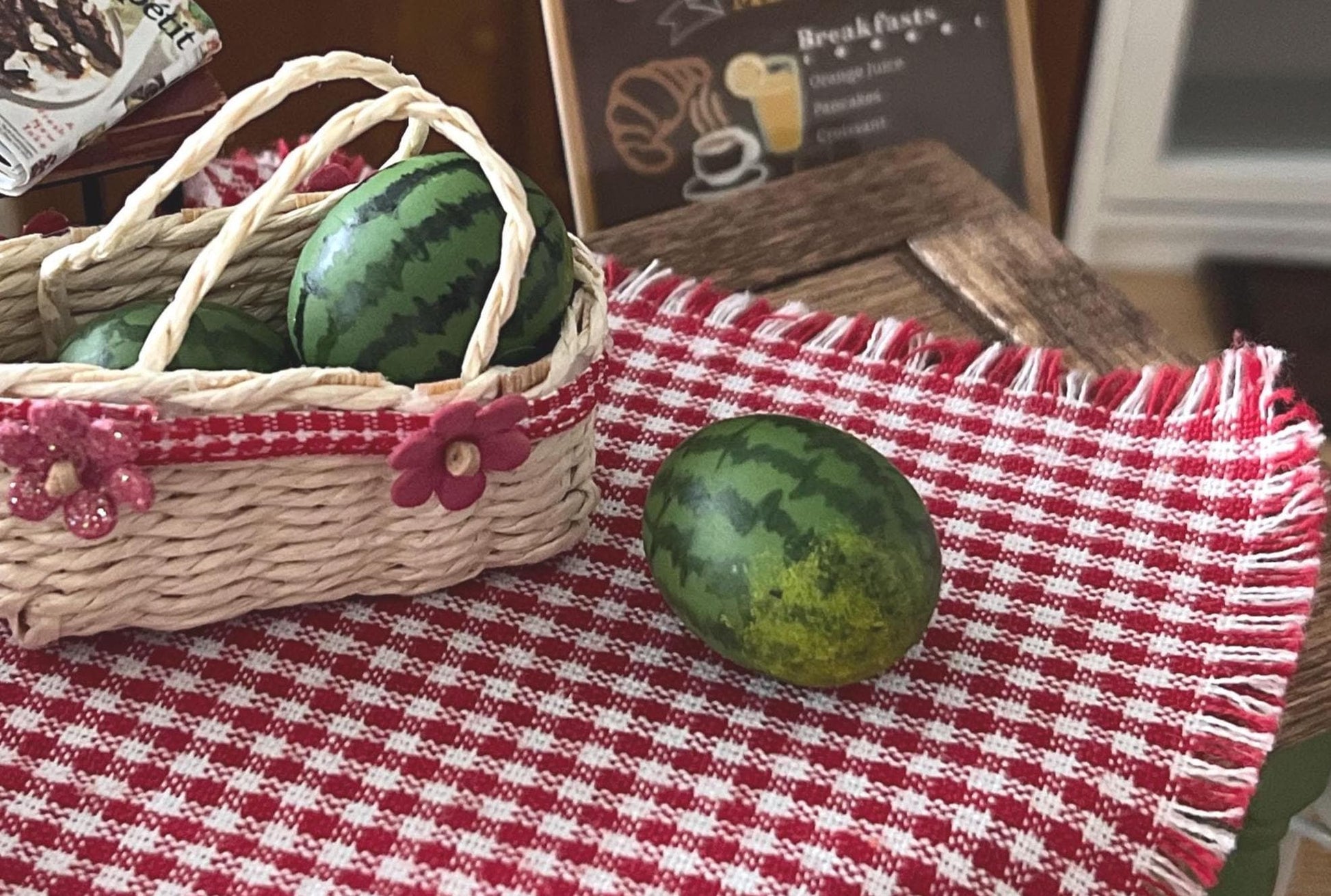 Miniature Watermelon 1PC - 1:12 Scale – Dollhouse Realistic Food Decor __etsy:7322115025