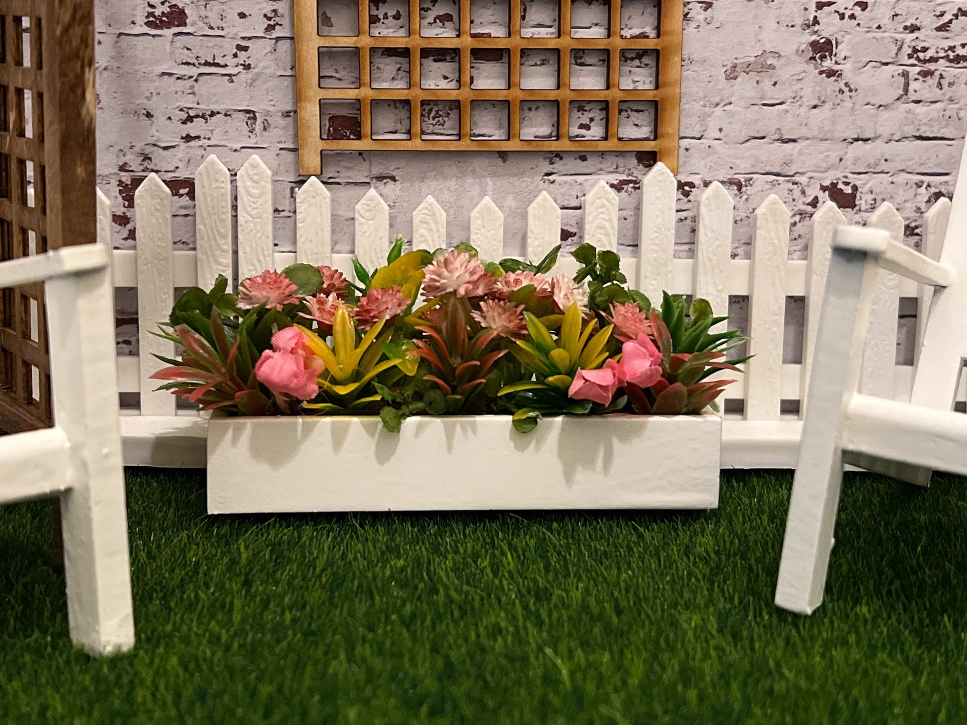 This beautifully decorated white rectangular wooden box would add a touch of charm and elegance to your dollhouse decor, its natural appearance would create a warm and inviting atmosphere anywhere you place it. __etsy:5707352961